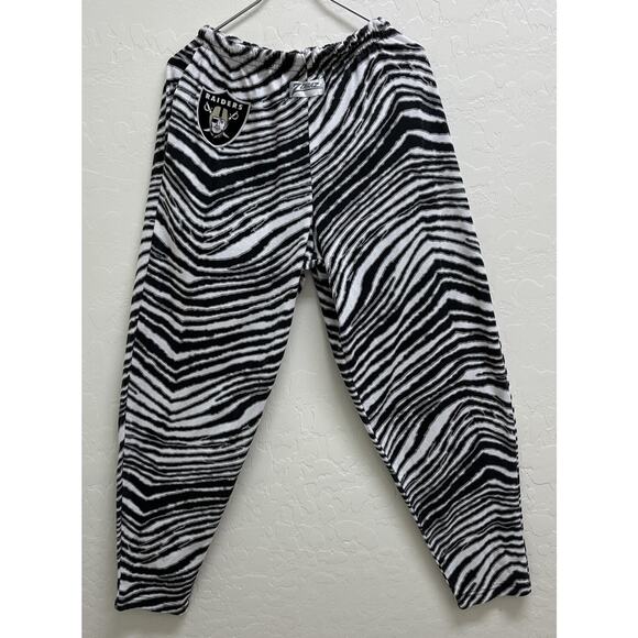 Rare ZUBAZ LA OAKLAND RAIDERS PANTS Gold Helmet Velvet Patch Football Y2K - Picture 1 of 10